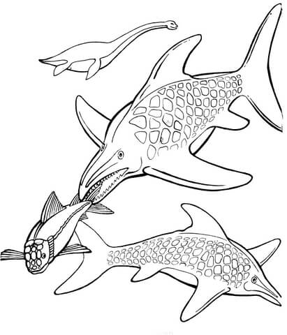 Ichthyosaurs And Plesiosaur Coloring Page